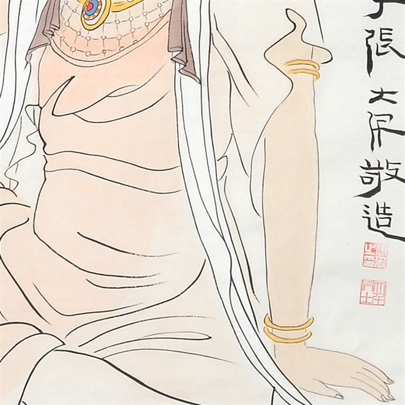 名家张大千纯手绘装饰画国画水墨画人物画客厅画玄关画图片