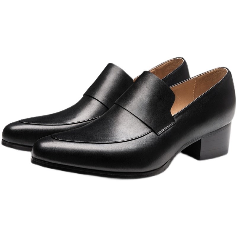 新款男士夏季增高皮鞋浅口尖头商务正装男鞋韩版高跟结婚鞋子