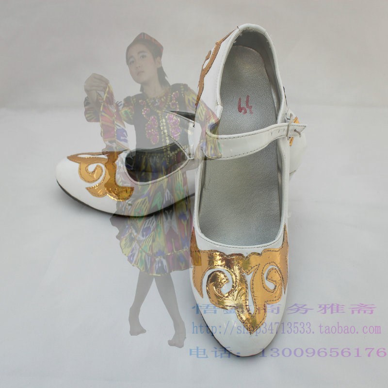 新疆舞蹈鞋子女红色舞蹈鞋民族舞蹈鞋中国舞鞋高中低跟单鞋红金银