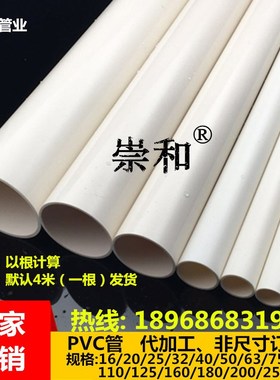 UPVC排水管50 63 75 9x0落水管下水管pvc管塑料管材包装管材穿线