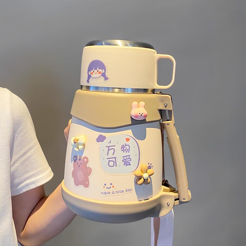 大容量保温保冷杯学生斜挎直饮y316不锈钢泡茶水壶高颜值大肚水杯