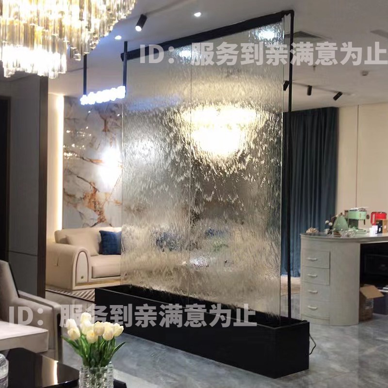 流水玻璃水幕帘钢丝网喷泉不锈钢水帘景观客厅隔断背景墙水帘循环