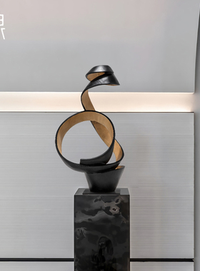 酒店大堂雕塑艺术品样板房客厅y玄关抽象木雕摆件售楼处桌面装饰