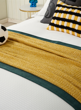 展厅样板间 家具配套 男孩房儿童黄色绿色卡通床上用品 足球