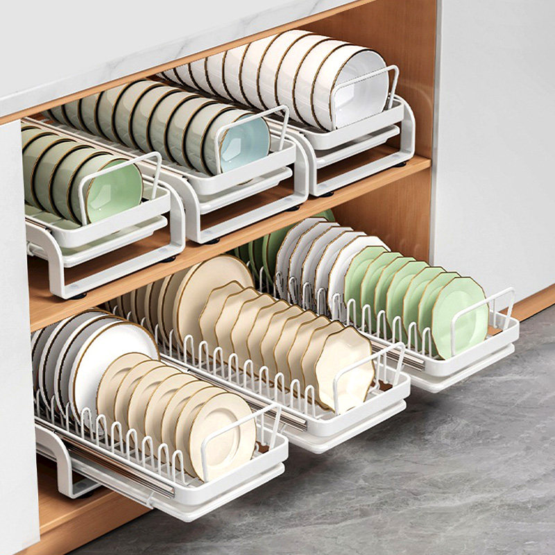 免安装厨房整体橱柜抽拉式碗碟置物架抽屉碗架拉篮沥水碗架碗盘收,厨房/烹饪用具,碗架,淘宝优惠券,粉丝福利购,淘宝优惠卷
