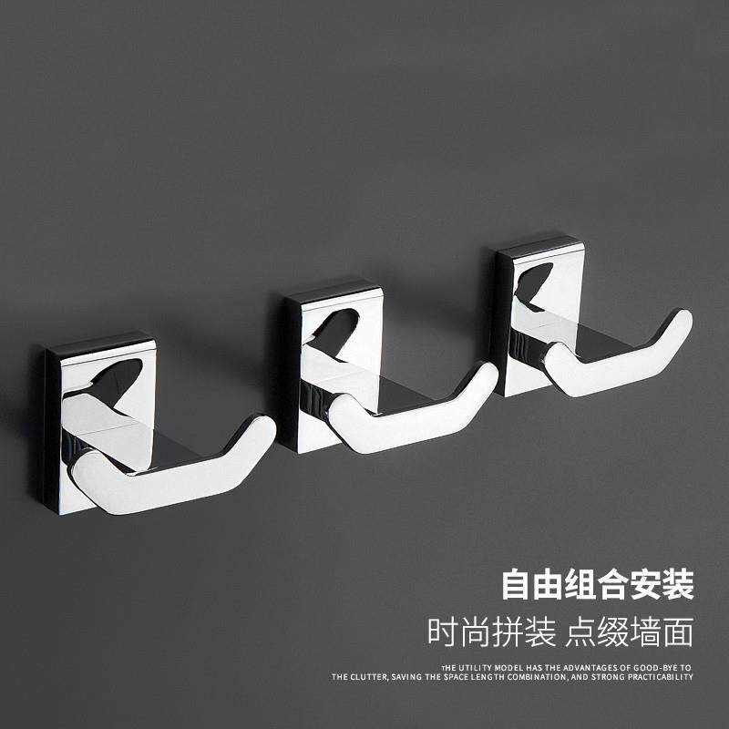 卫生间全铜挂衣钩单个浴室u毛巾挂钩免打孔壁挂墙上进门玄关衣帽
