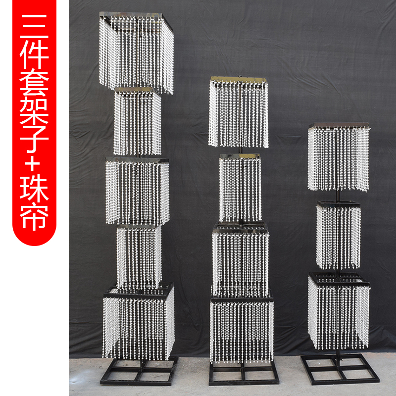 婚庆韶华水d晶路引摆件韩式婚礼珠帘串铁艺架婚礼堂装饰舞台
