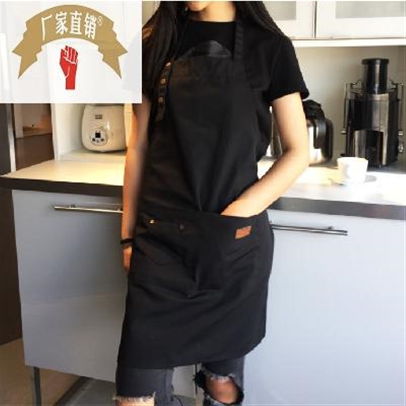 帆布围裙定制印字奶茶咖啡店烘焙餐厅美甲韩版时尚男女工作服