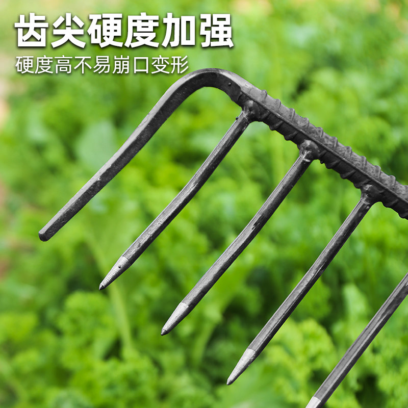 锰钢农用耙子平地松土搂草工具铁耙子猪八戒九Q齿钉耙翻土农具耙