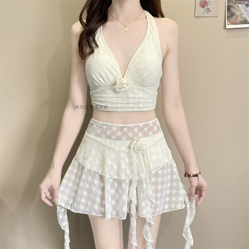 泳衣女2025新款爆款分体裙式遮肉显瘦纯欲保守高级感泡温泉三件套,运动/瑜伽/健身/球迷用品,分体泳衣,淘宝优惠券,粉丝福利购,淘宝优惠卷