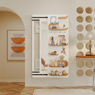 现代简约多功能实木双轨道遮挡电表箱穿衣镜家用客厅隐藏式 全身镜