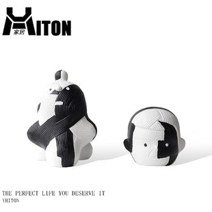 现代简约黑白卡通公仔摆件样板间家居儿童房电视柜玄关软装 饰品