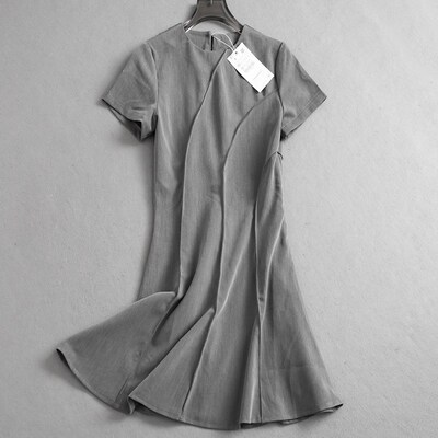 纯色显瘦修身正肩短袖圆领气质西装裙a字裙时尚收腰女连衣裙L087