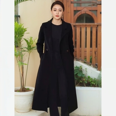 双面羊绒大衣女2024秋冬新款加厚修身羊毛呢外套收腰中长款高级感