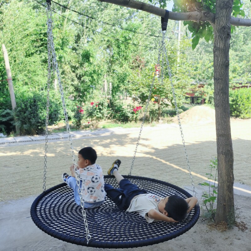 户外圆盘荡秋千玩具绳网儿童吊椅悠千圆形鸟窝风景区公园游乐场设