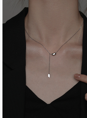 饰悟银饰方牌幸运豆项链女夏小众百搭简约不掉色项链2021年新款女