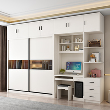 实木轻奢电脑书桌推拉滑移门衣柜儿童书桌卧室简约现代卧室家用