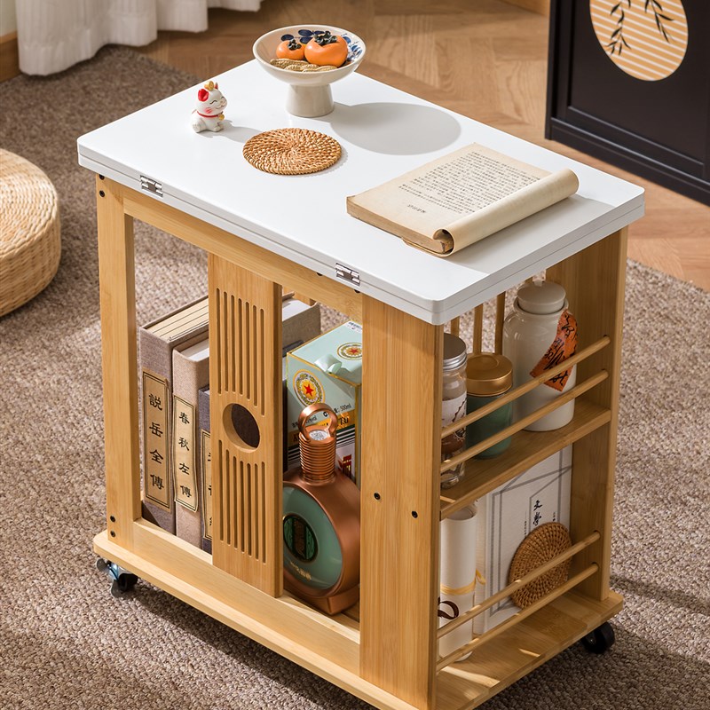 创意可折叠茶几小户型家用客厅y沙发边几阳台移动推车角几餐桌两