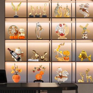 轻奢客厅玻璃柜摆件高档家居玄关酒柜书房展示柜装饰乔迁新居礼品