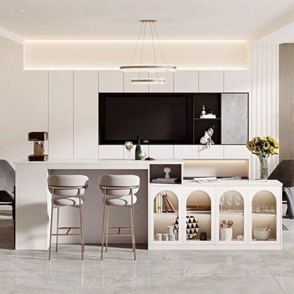 客厅家用吧台桌沙发背靠柜隔断柜岩板餐边柜一体简约现代轻奢餐桌