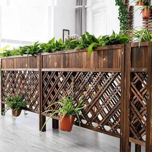 断隔架户外花碳化网格花箱厅木栅餐栏花GUO饭店装 饰花盆架防腐实