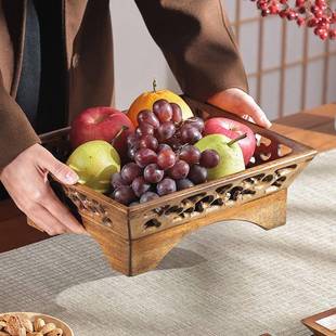 异00102412丽木家用茶几实果盆中式干果盘复古果盘客厅上档次篮果