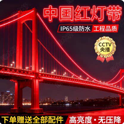 中国红灯带led灯条圆形户外防水霓虹灯氛围广告工程亮化线条灯