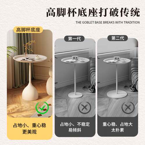 美式复古客厅边几沙发边柜轻奢小茶几创意床头柜置物架黑色小圆桌