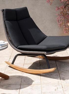 轻奢庭院阳台休闲摇摇椅38422户外沙懒藤椅人发几创意躺椅摇茶椅
