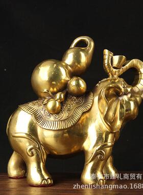铜福禄母子象摆件铜象摆件铜吸水象摆件铜大大061象摆件铜吸水象