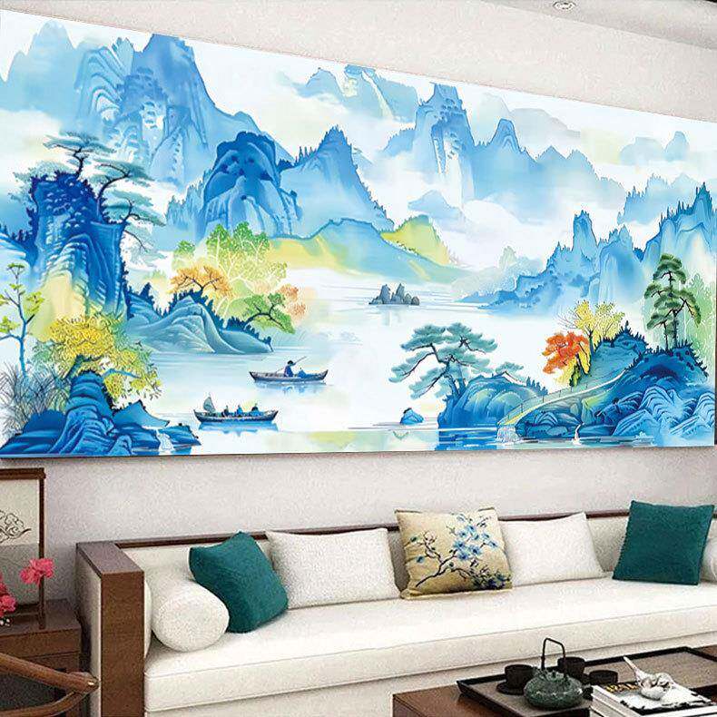 春江暖图十字绣025新款线绣绣客厅风景山水画大幅通用水满绣自2己