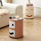 网红头柜圆形微笑奶油塑DN 017 2风可移动料多层物柜儿床童置卧室