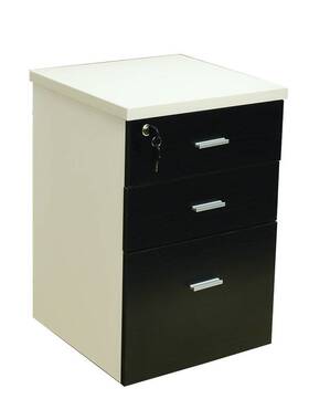 移动办公资料柜子储物文件柜矮柜床头三抽屉活动柜木质带锁果绿色