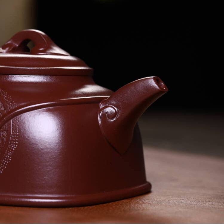 玉带壶原矿底槽清宜兴紫砂壶茶具茶道名家纯手工刻绘创意文玩茶壶