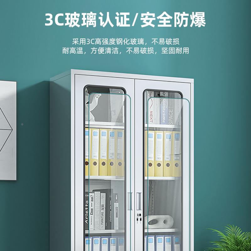 锈钢文档件柜矮柜带不锁IOC玻璃柜资料柜通玻办公器械对柜开门案