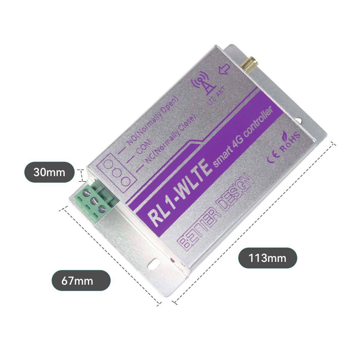1通道 4G继电器开关RL1-WLTE-EU/EC APP遥控灯，窗帘，车库门，水