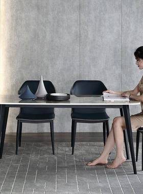 岩板餐家用小户型饭代桌现简轻LSK奢长方形亮约光面餐桌椅组合餐