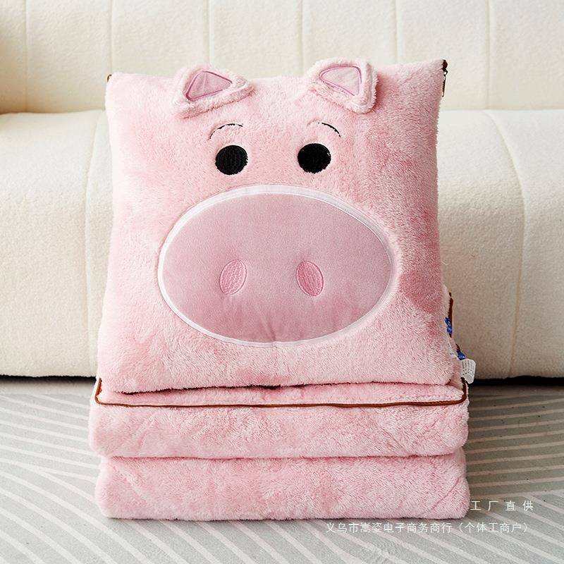 猪冬天加粉厚抱枕被子两车载用睡枕头二午合一车内F97H7S98午休可