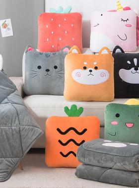 抱枕被两用冬iz4iDhD7办公室午子睡毯子加厚枕季载头被二合一汽车