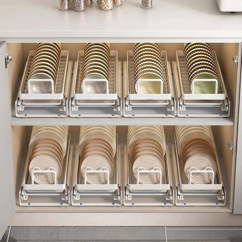 厨房抽拉碗橱柜架碗内拉篮架抽HG156154屉式分层碟放碗盘子收纳沥