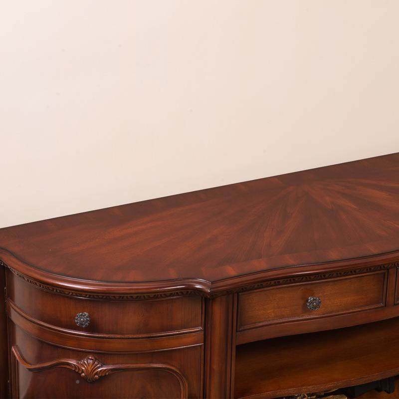 美式实木约卧简电视柜欧式家室用高款落LS331地储物地柜子形半圆