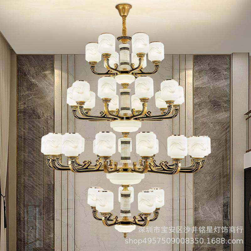 192新式吊复式楼大吊灯中大气国风别墅中酒店多层楼中楼挑空大灯,家装灯饰光源,智能吊灯,淘宝优惠券,粉丝福利购,淘宝优惠卷