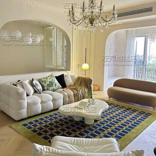 美床9WOR绿色格子轻奢地F77J8HJ7毯客厅茶几卧式 室边书房衣帽间手