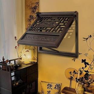 仿古装饰花窗实木花格上翻中式窗户做旧推拉窗传统复古风画师茶室