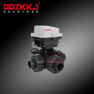 Q924/5F电动三通球阀UPVC远程断电复位电动L型T型三通球阀换向阀
