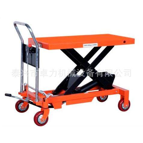 上海直销升高1.5米手推液压平台车，单剪叉模具平台车