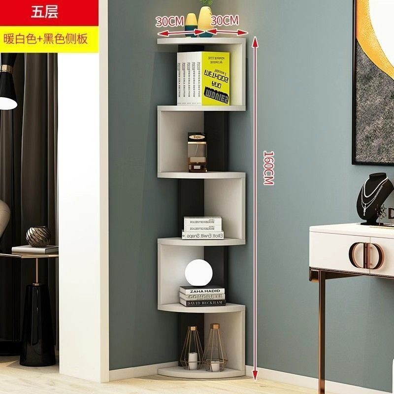 转角书柜简约创意三角形拐角多层置物架家用客厅卧室墙角储物书柜