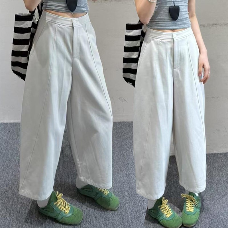 韩版高腰休闲九分气球奶奶裤女2025春款宽松显瘦百搭萝卜裤阔腿裤图片