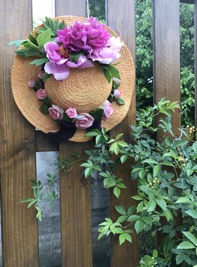 户外花园园林别墅庭院露台阳台幼儿园设计草帽装饰鸟窝景观壁挂饰