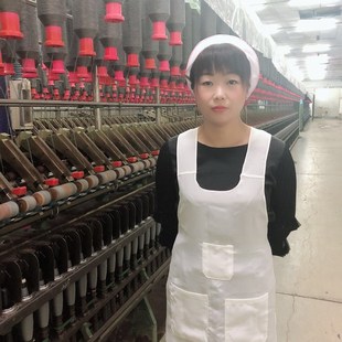 纺织厂围裙帽子挡车工白色花衣袋不粘毛透气食品织布食堂饭单围腰